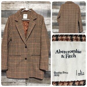 Abercrombie & Fitch Tan Checkered Blazer